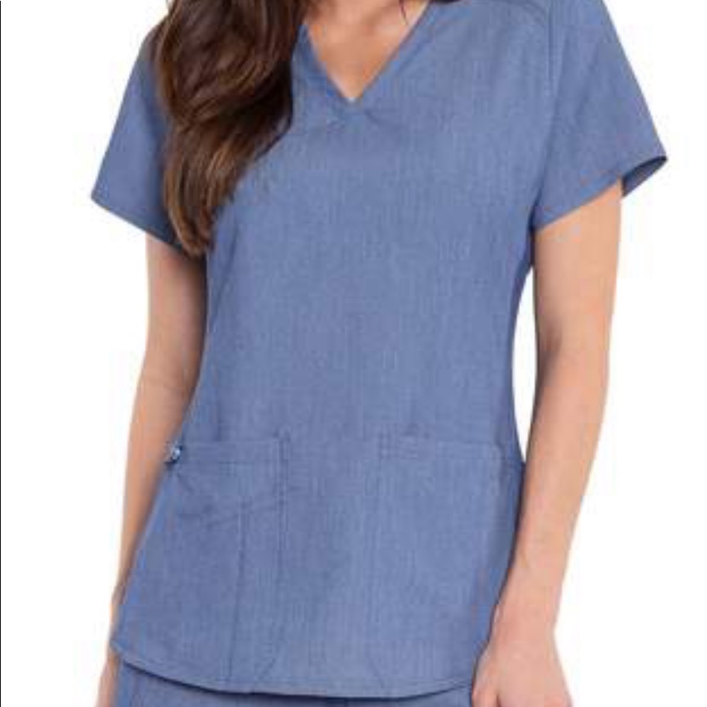 Med couture denim scrub top